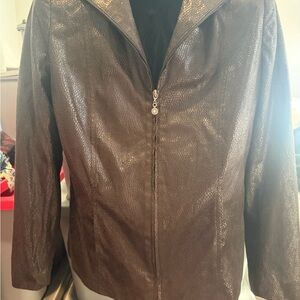 Women's Brown Faux-Snakeskin Zip Jacket p12